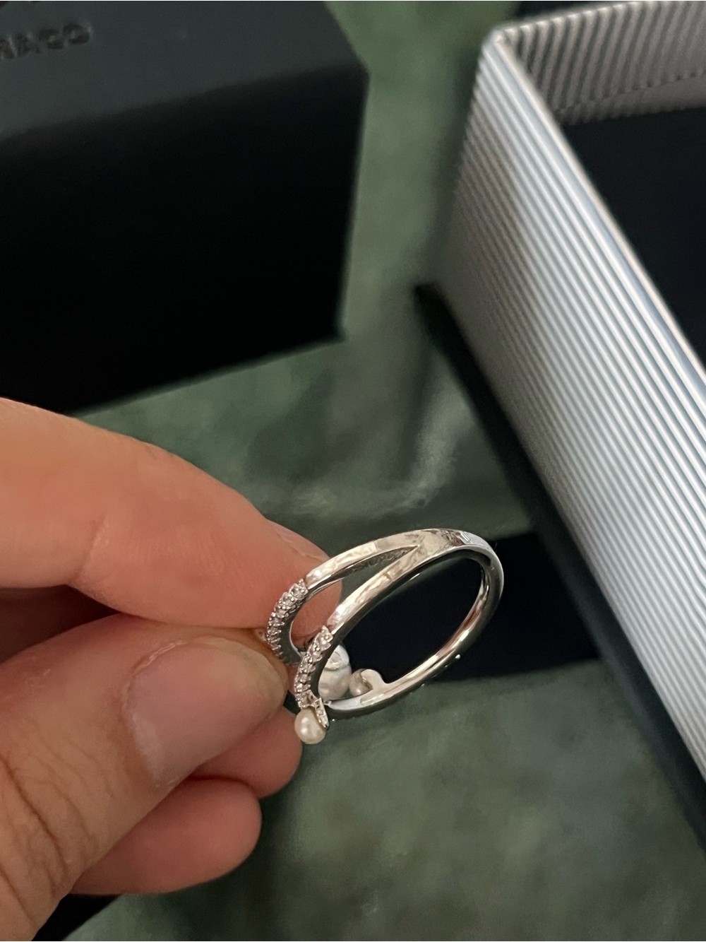 Double band stack pearl ring - Picture 4 of 5
